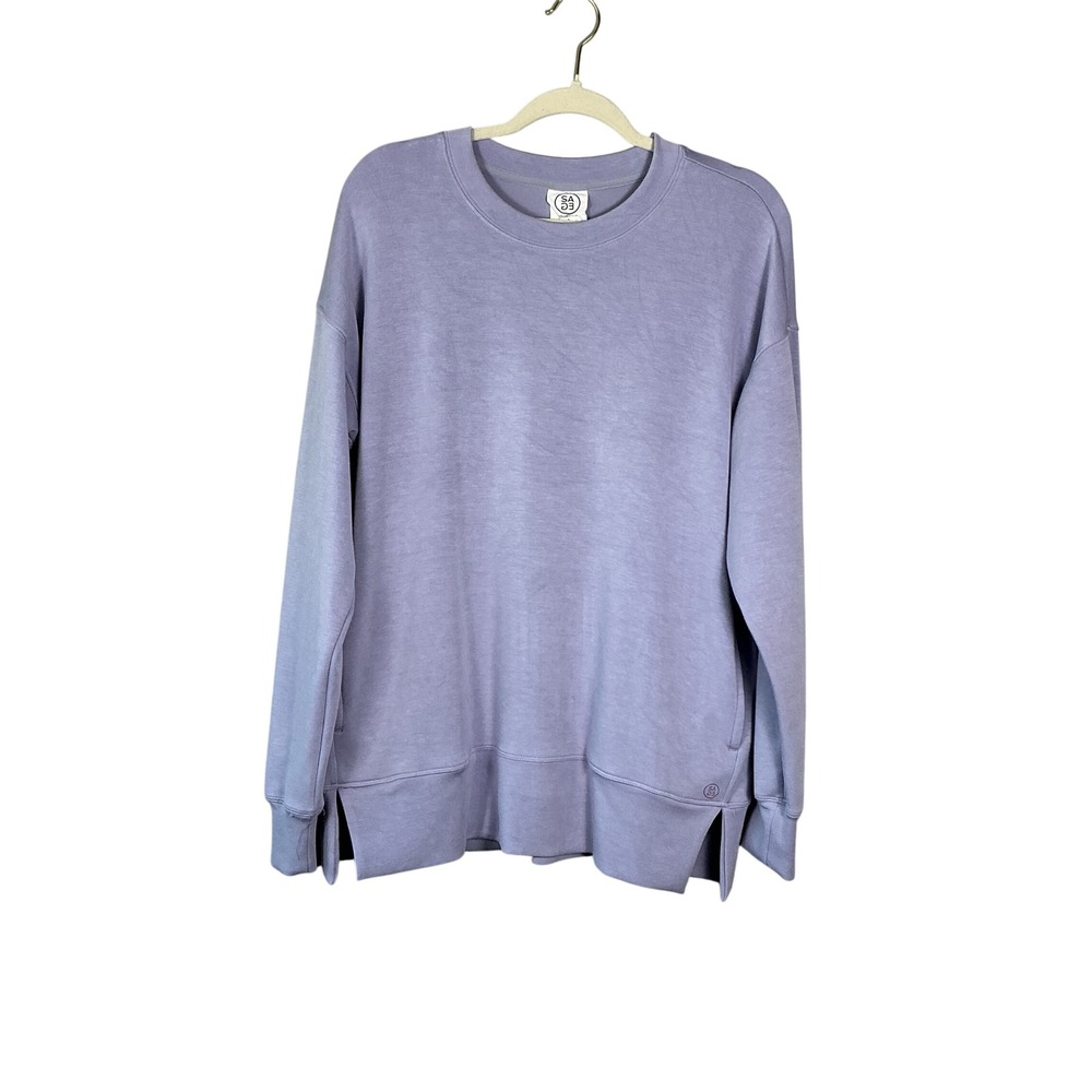 Sage Collective Lavender Heathered Crewneck Sweatshirt Pockets Small